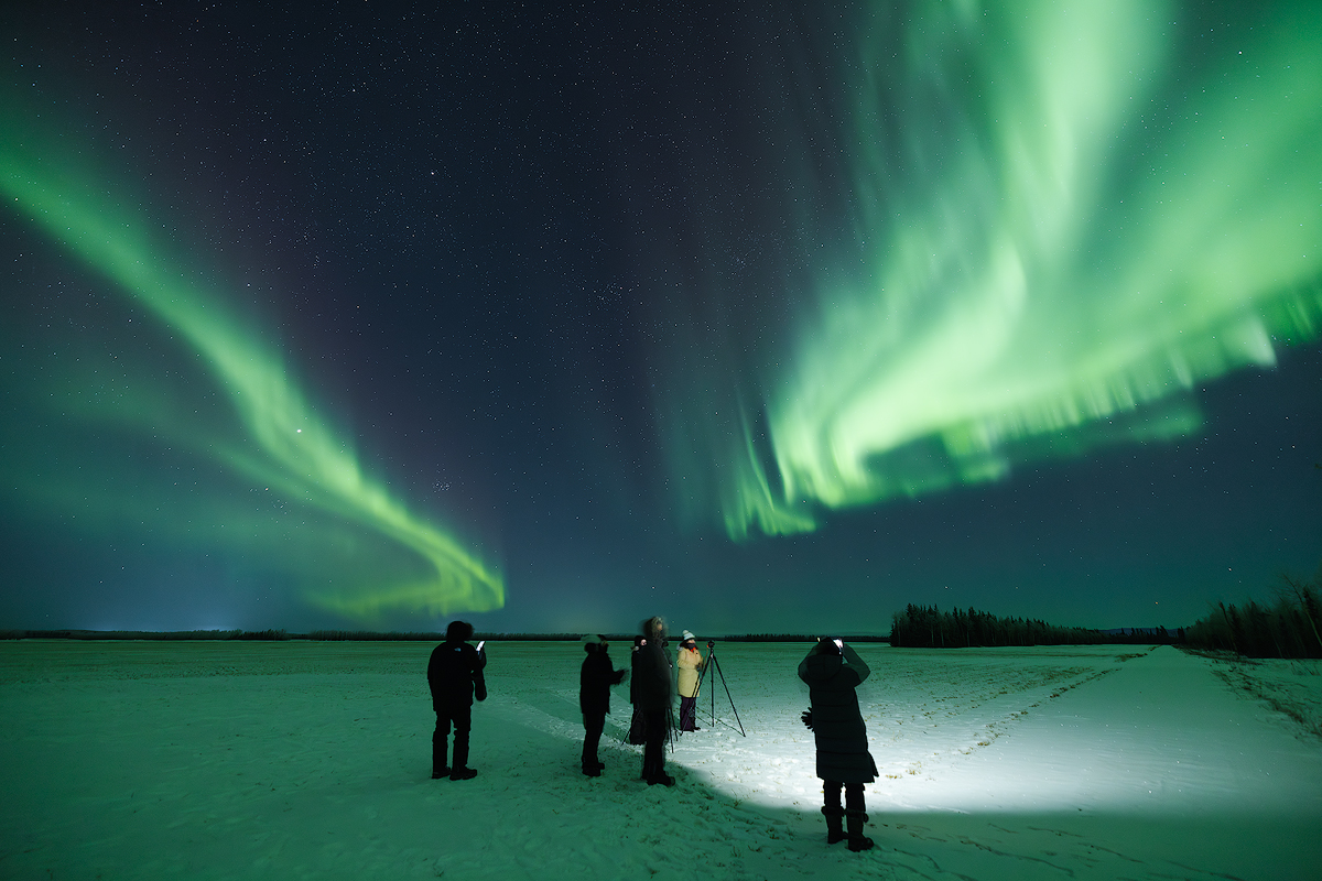 Small group photography tour with green aurora in Fairbanks Alaska