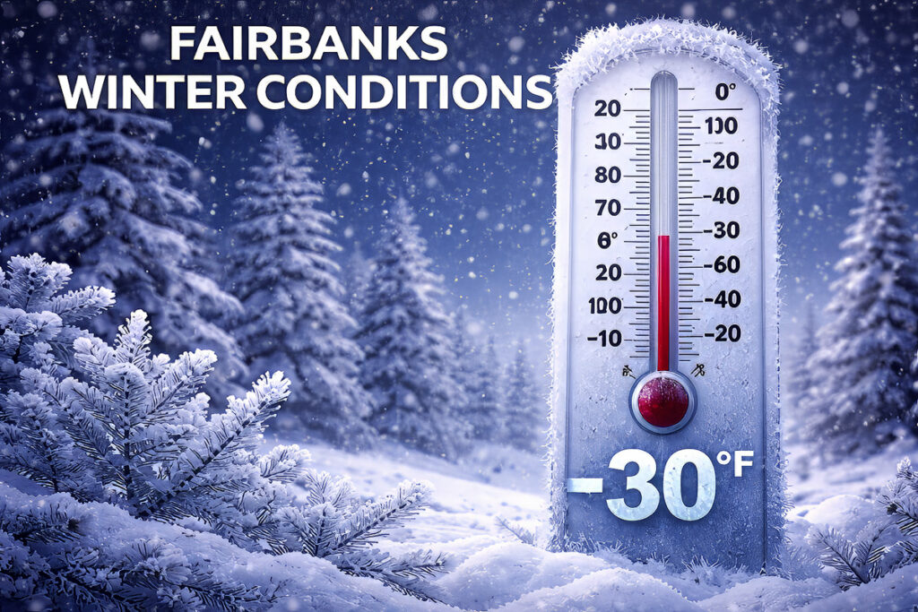 Extreme cold temperatures in Fairbanks during aurora season showing why proper winter gear is essential