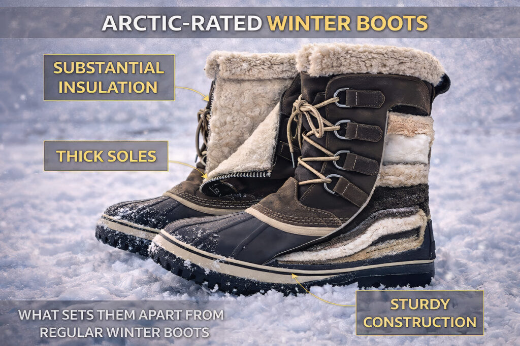 Winter boots Alaska rated to -40°F – essential footwear for northern lights viewing